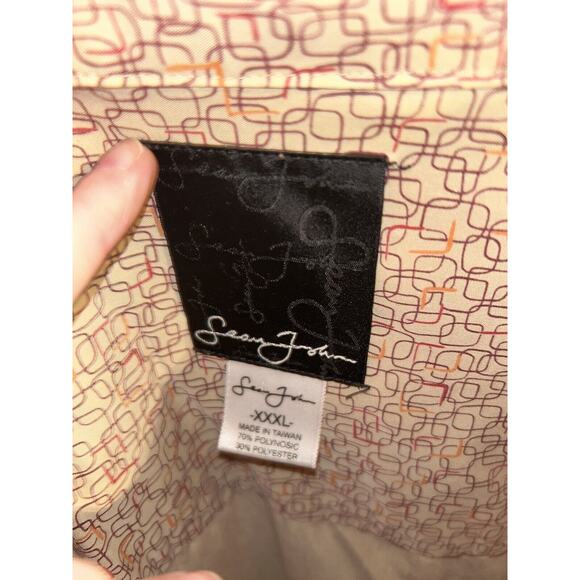 Sean John Short Sleeve Shirt Button Up‎ Beige Geometric XXXL Made in Korea - Picture 7 of 10